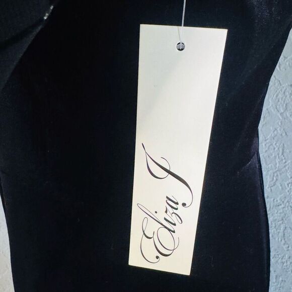 Eliza J Beaded Yoke Mixed Media Long Sleeve Sheath Dress, Black, Size 14, NWT - Picture 8 of 16